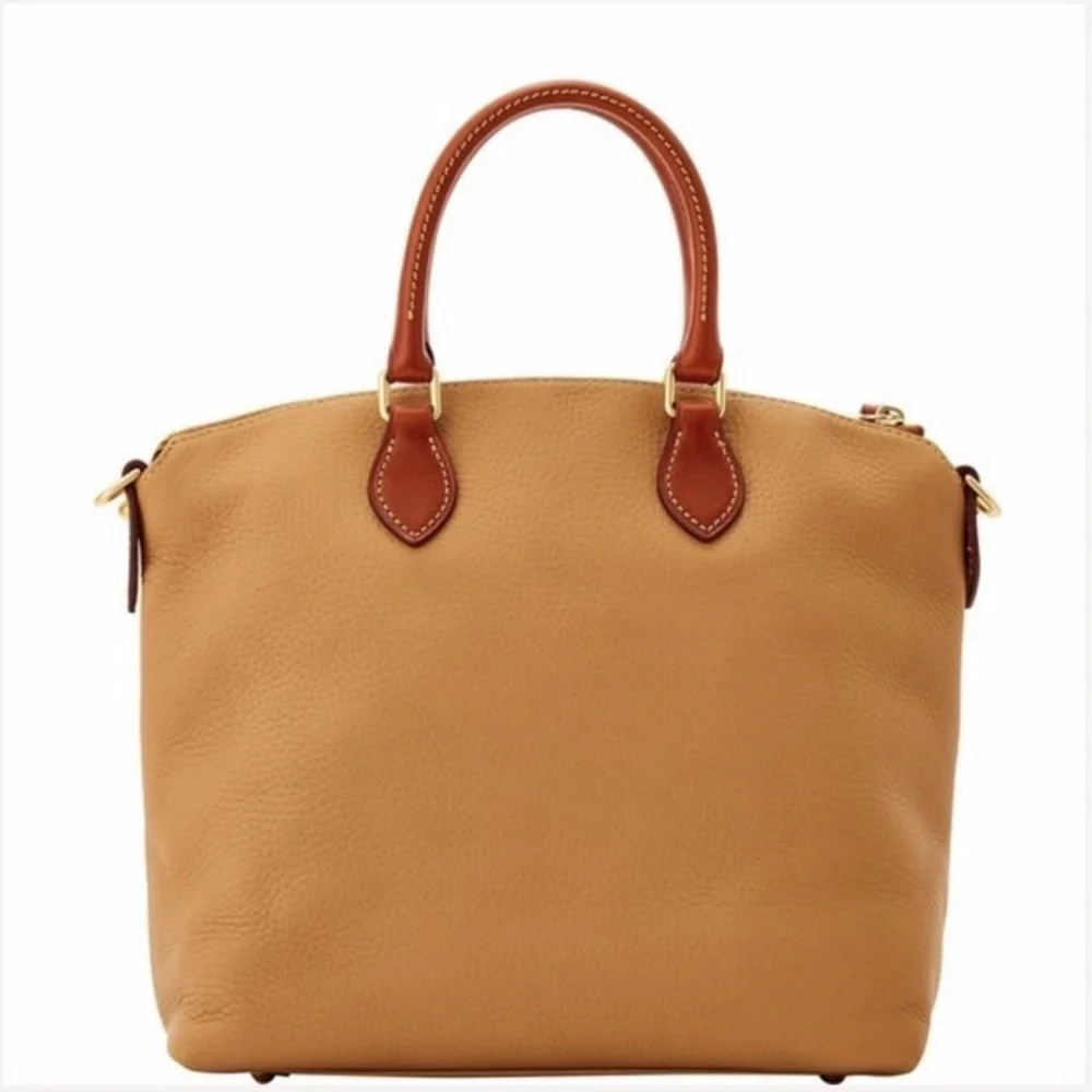 NWT Dooney & Bourke Dillen Double Pocket Crossbody Satchel Pebble Leather Sand - Picture 10 of 12